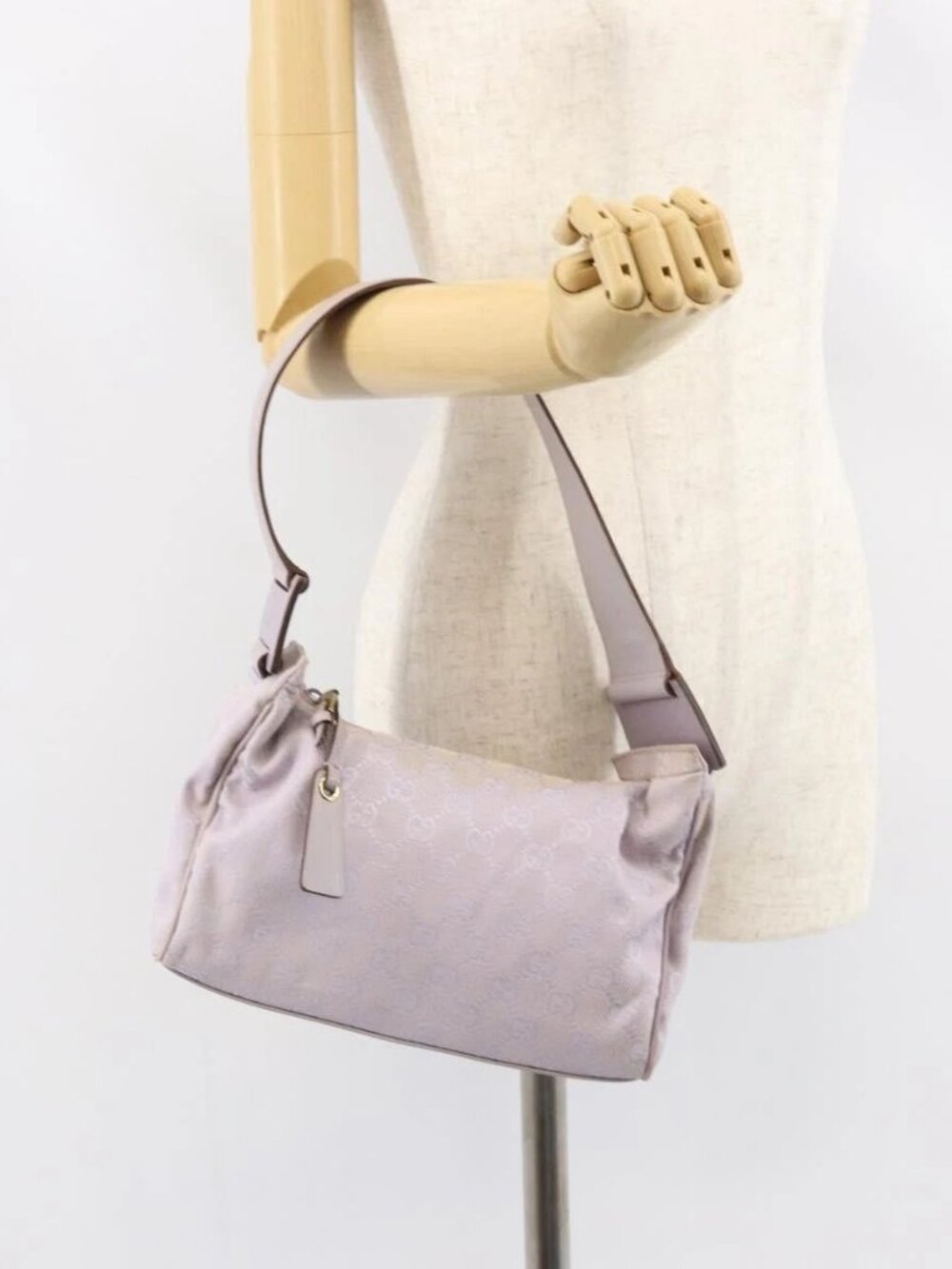 GUCCI GG Canvas Shoulder Bag Purple Gold 92699 Auth 158466